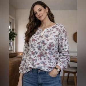 Floral Button-Up Sweater